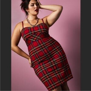 Torrid Betsey Johnson Red Plaid Bodycon Dress Size 20